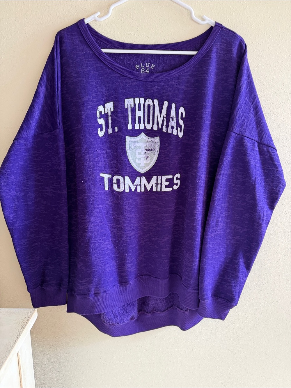 University of St Thomas-Minnesota 84 Purple Graphic Crewneck with White Print
